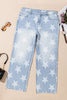 Plus Size Star Straight Leg Jeans with Pockets