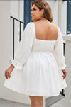 (Plus size) High Waist Elegant Square Neck Puff Sleeve