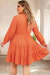 (Plus size) Elegant Embroidered V Neck Tiered Ruffle Dress