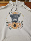 Geometric Highland cow hoodie